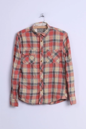 Easy Mens S Casual Shirt Yellow Multi Checkered Cotton Long Sleeve Anti Static Finish