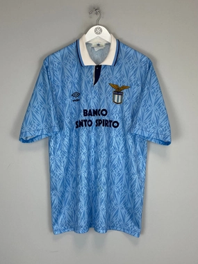 Thermoregulating Lining Flexible Collar Design 1991/92 LAZIO HOME SHIRT (L) UMBRO