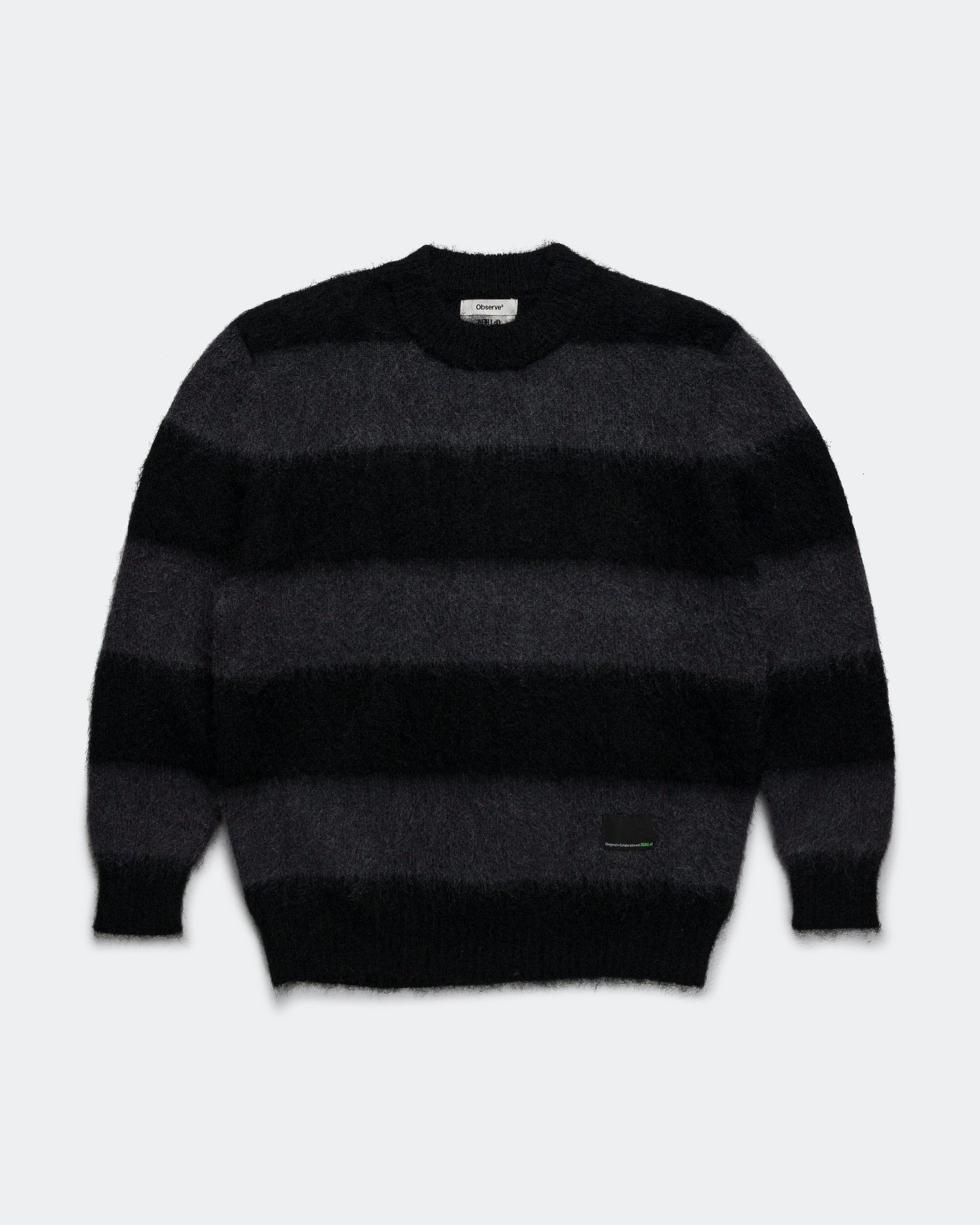 Seasonal Trend HighDensity Weave Wool Mohair Stripe Knit Sweater x UP THERE - Black/Charcoal