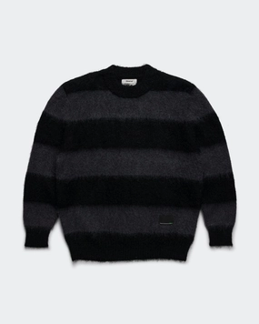 Seasonal Trend HighDensity Weave Wool Mohair Stripe Knit Sweater x UP THERE - Black/Charcoal