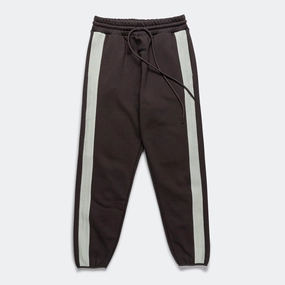 Elasticized Cuffs Athletics Solid Cotton Fleece Sweatpant - Night Brown