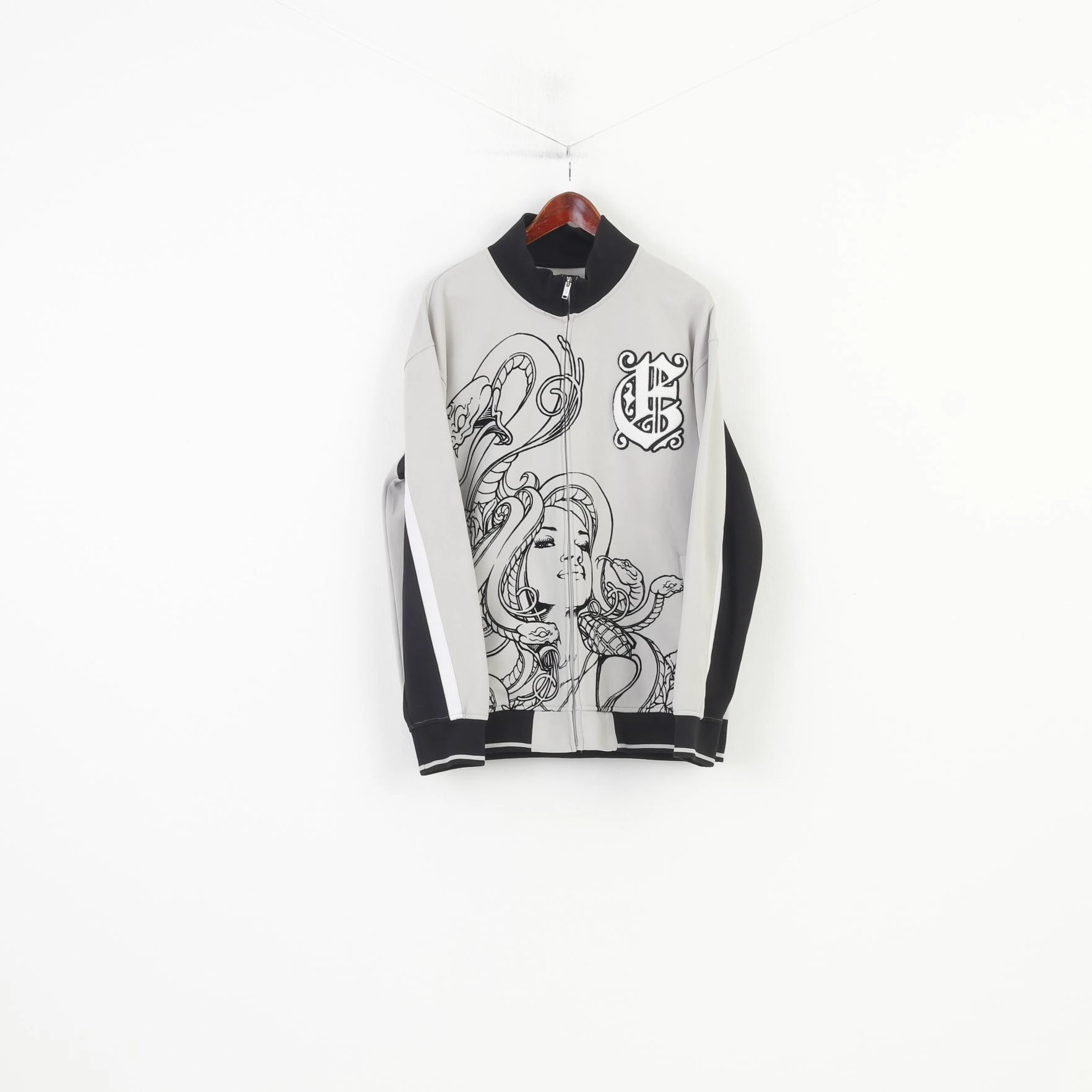 product personalization creativity Eckou Unltd Men L Sweatshirt Grey Cotton Woman Graphic Design Zip Up  Pockets Top