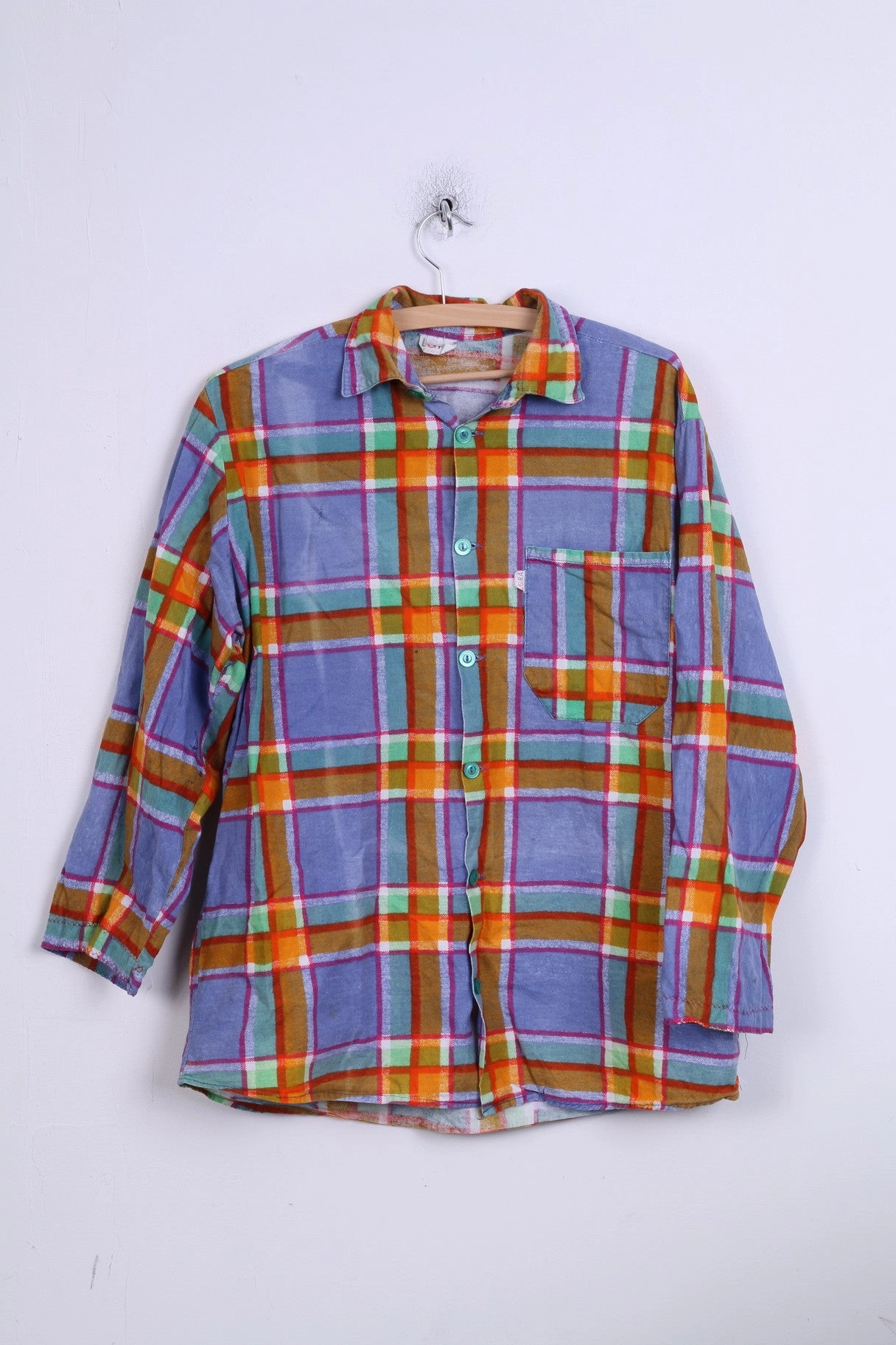 Urban Fashion Camouflage Style Lora Mens 42 176-182 Casual Shirt Check Blue Orange