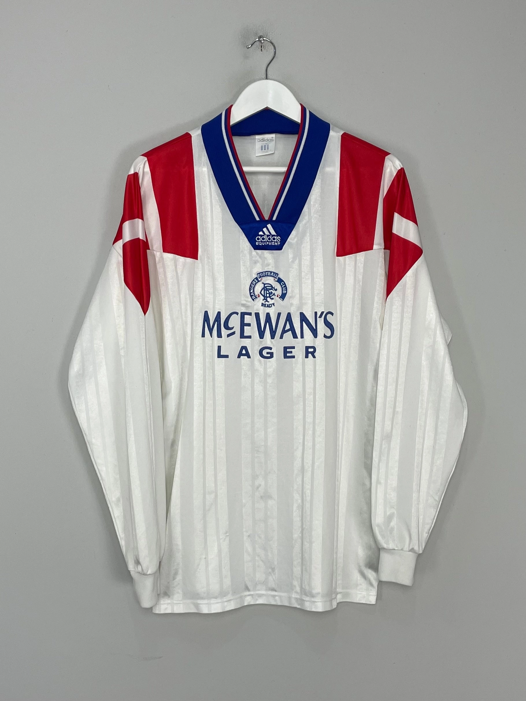 Compression Fit Tech 1992/94 RANGERS *PLAYER ISSUE* L/S AWAY SHIRT (XL) ADIDAS