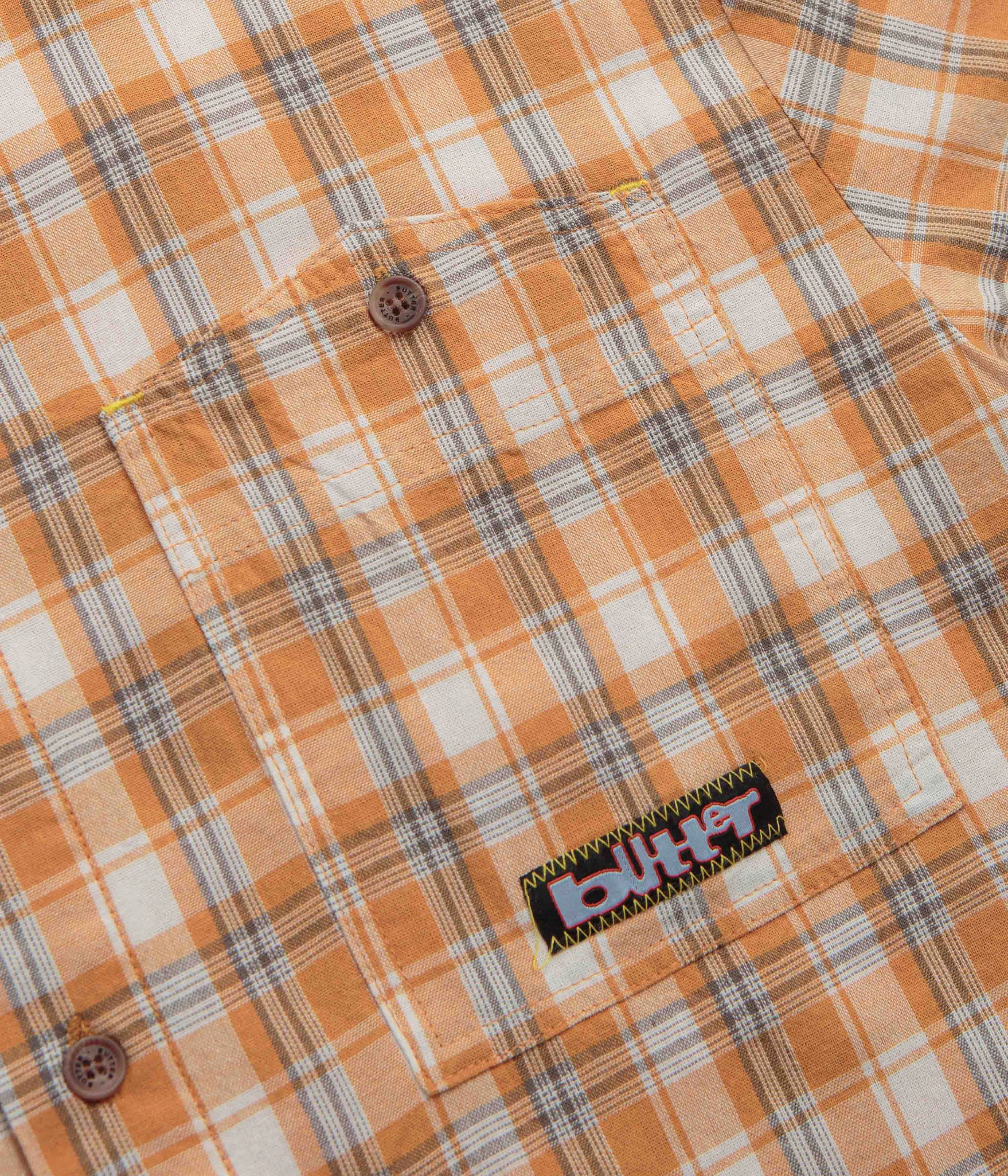 Butter Goods Asymmetrical Short Sleeve Shirt - Mustard Shimmer Effect