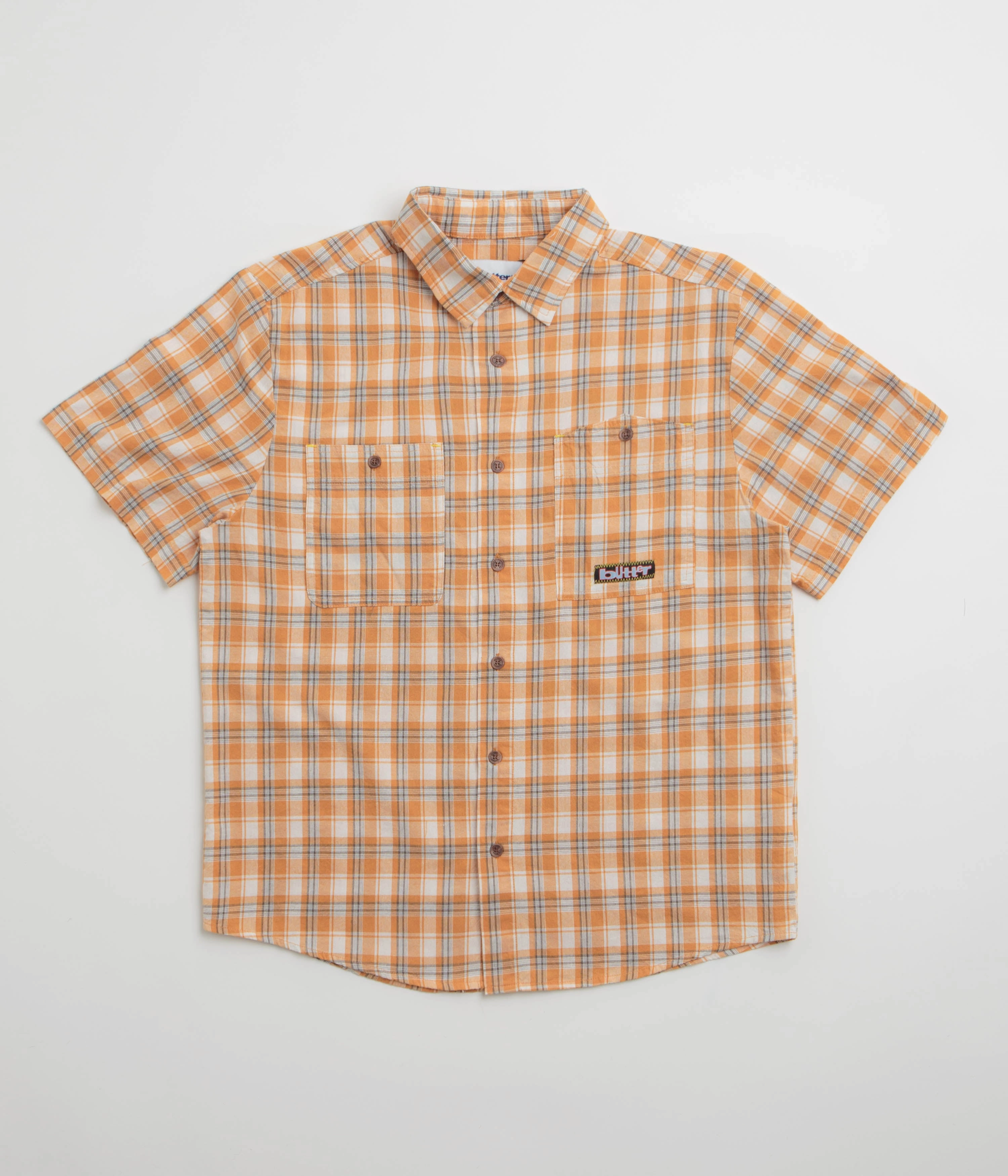 Butter Goods Asymmetrical Short Sleeve Shirt - Mustard Odor Control Fabric Spring Collection