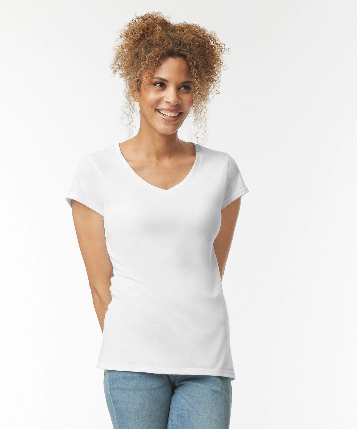 Soft Style Ladies V-Neck T-Shirt | WHITE Everyday Fashion