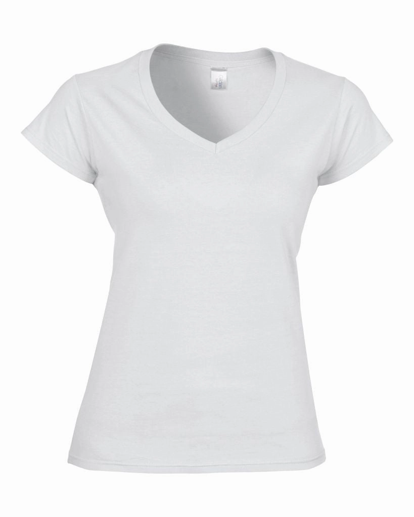 Vintage Look Soft Style Ladies V-Neck T-Shirt | WHITE