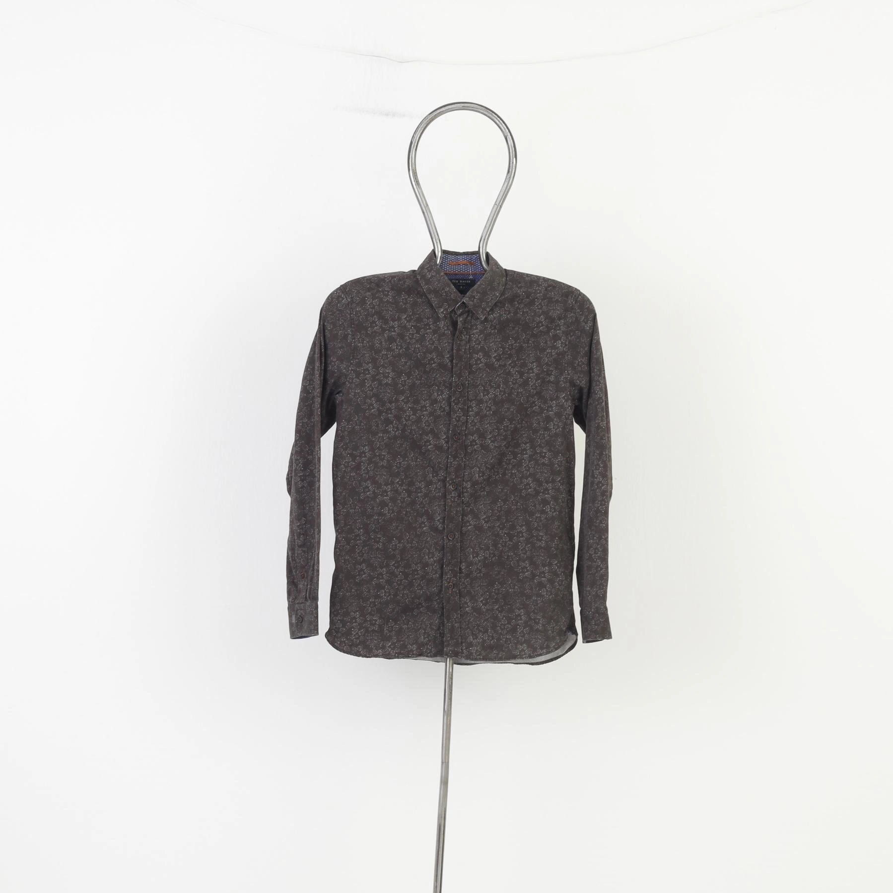 Ted Baker Men 3 M Casual Shirt Long Sleeve Charcoal Flower Print Collar London Cotton Top Creative Professional Odor Control Technology