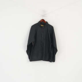 Best Of Kiss Men L Jacket Black Lightweight Hidden Hood Outdoor Vintage Top Unstructured Shoulder Cut