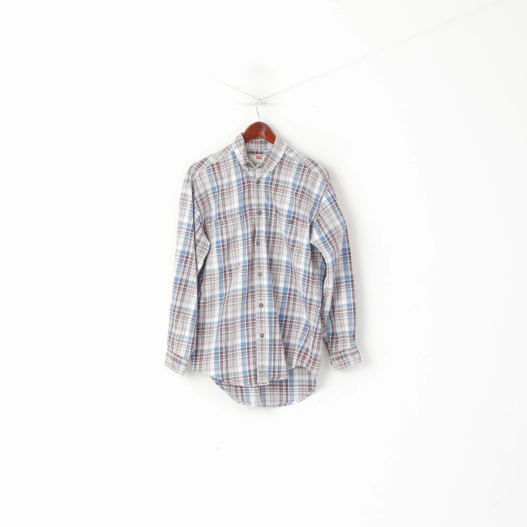 Levi's Men S Casual Shirt Blue Check Vintage Cotton Long Sleeve Western Top Sustainable fashion
