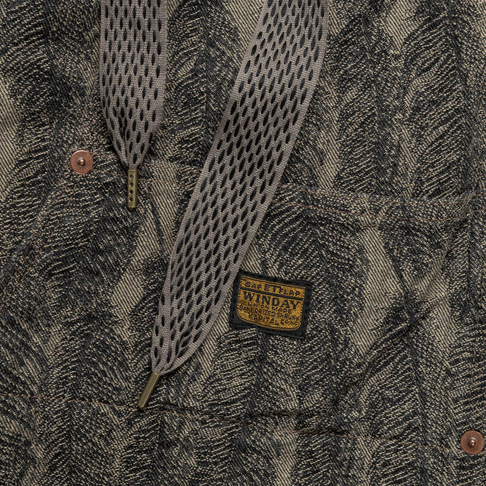 City Look Morning Stroll Music Event Office Wear 12oz MAGPIE Denim W-Knee Easy Baggy Pants - Black/Beige