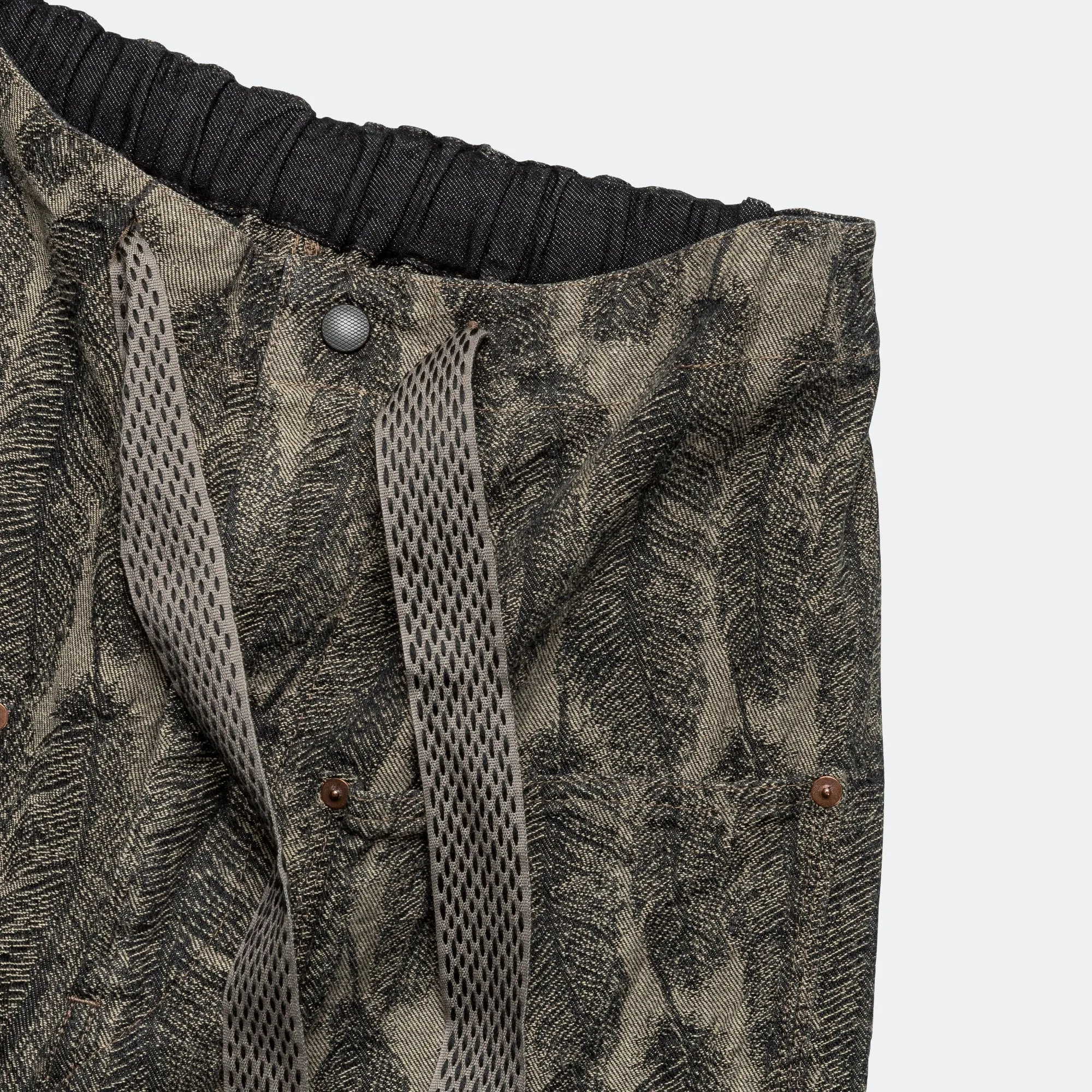 12oz MAGPIE Denim W-Knee Easy Baggy Pants - Black/Beige Subtle Texture Reliable Choice