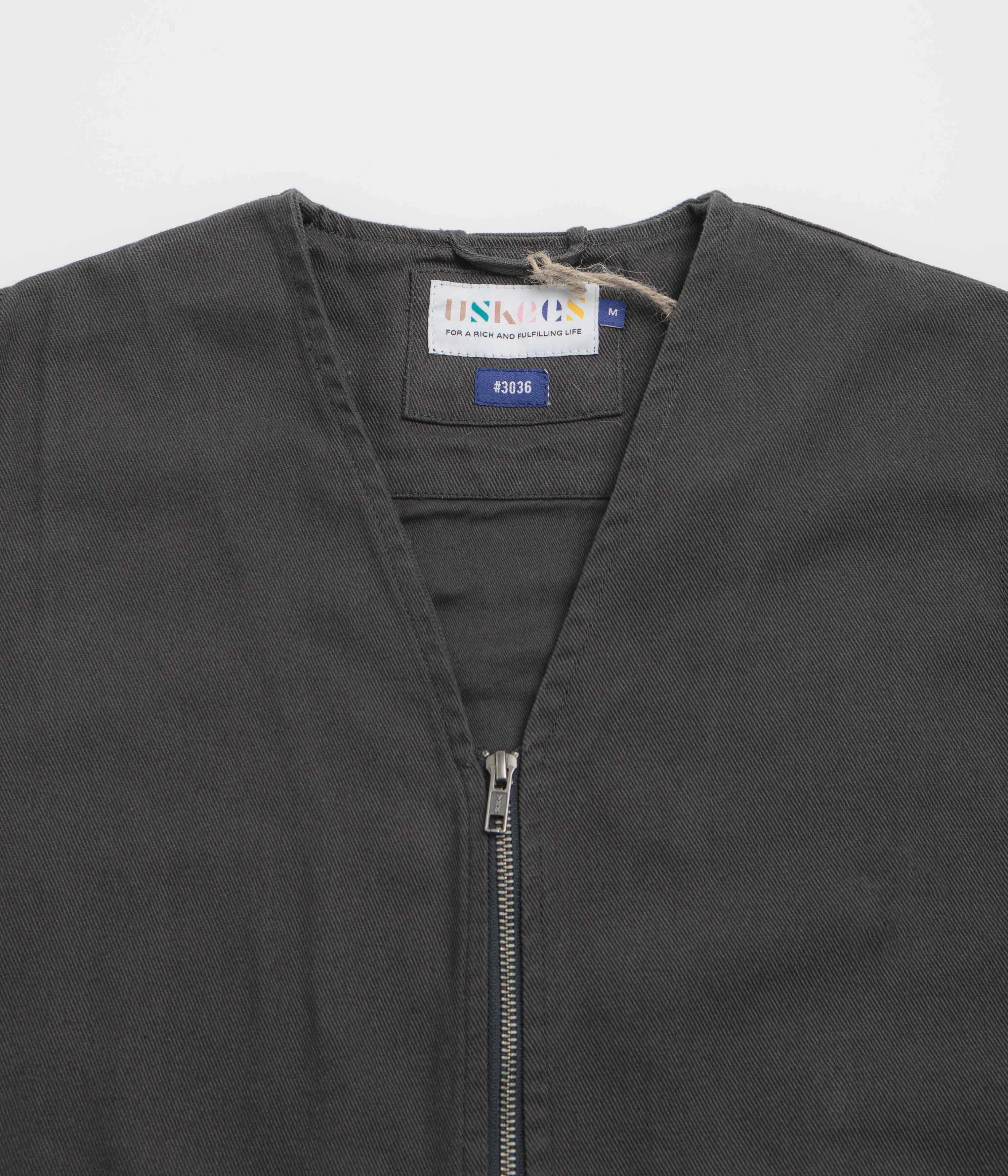 Uskees 3036 Drill Zip-Up Vest - Charcoal Weatherproof Zipper Drop Hood Style