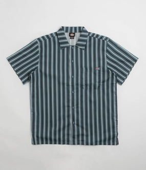 Dickies Multi Stripe Work Short Sleeve Shirt - Stormy Weather Versatile Design