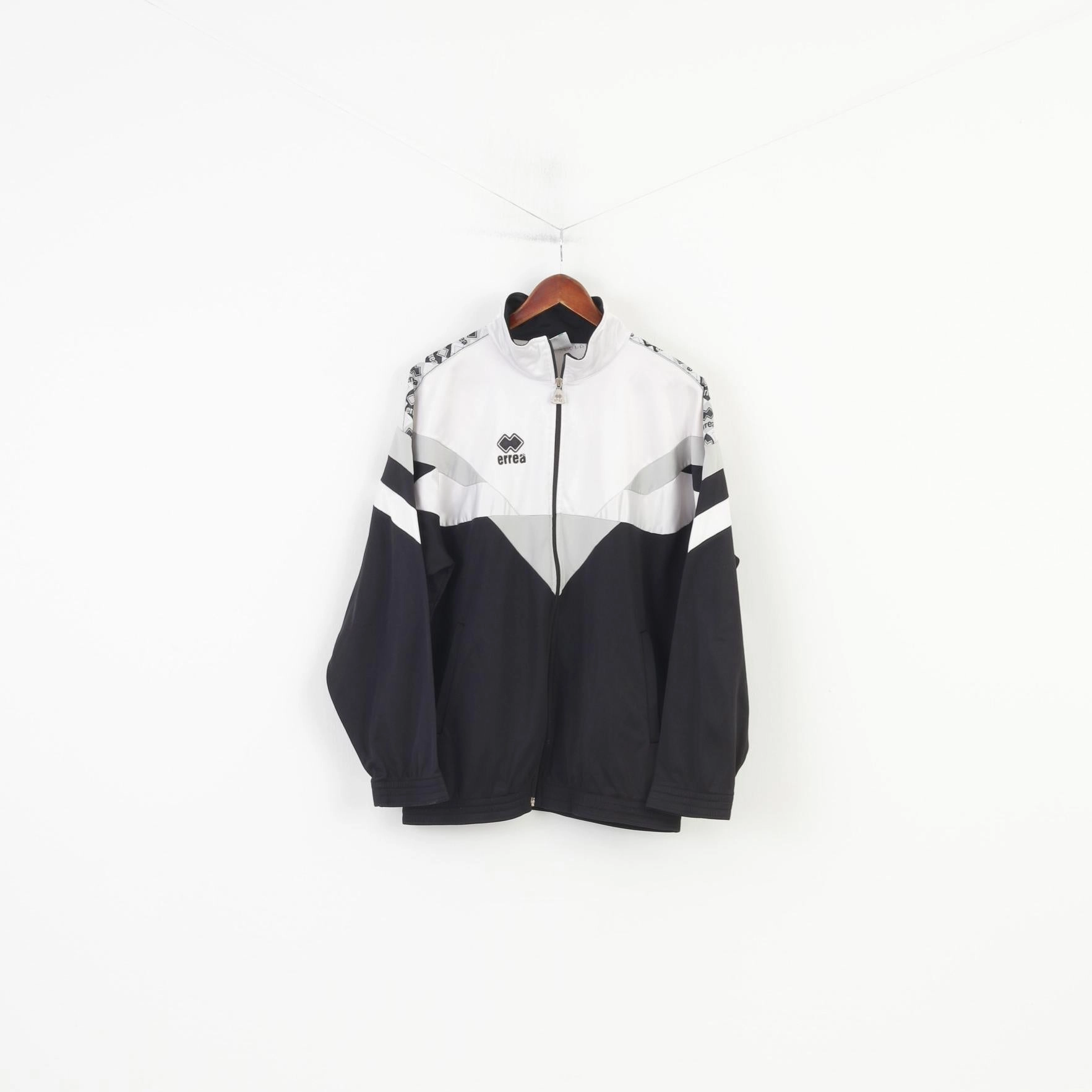 Errea Men 2XL Sweatshirt Full Zipper Sportswea Black White Top Timeless Minimal Everyday Layer