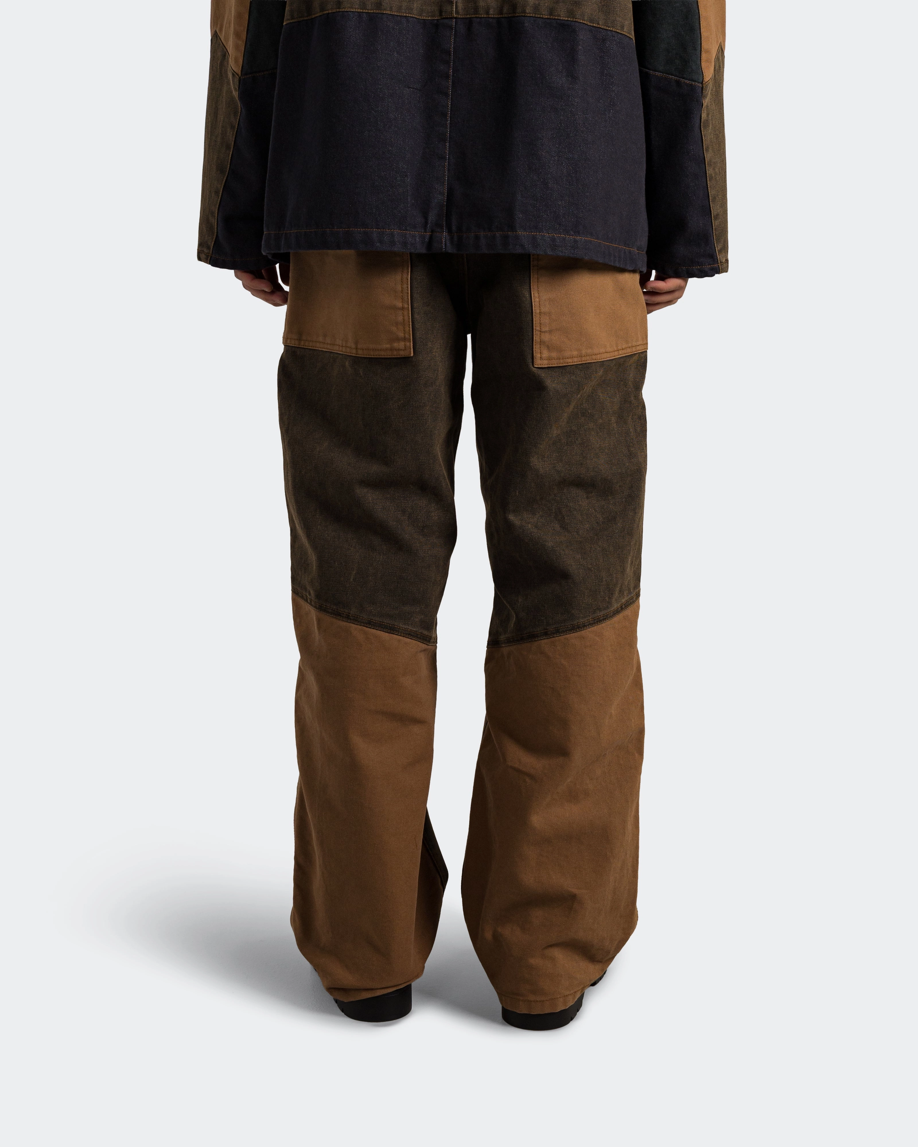 Heat Friendly Perfect Silhouette Patchwork Carpenter Wide-Leg Jeans - Brown