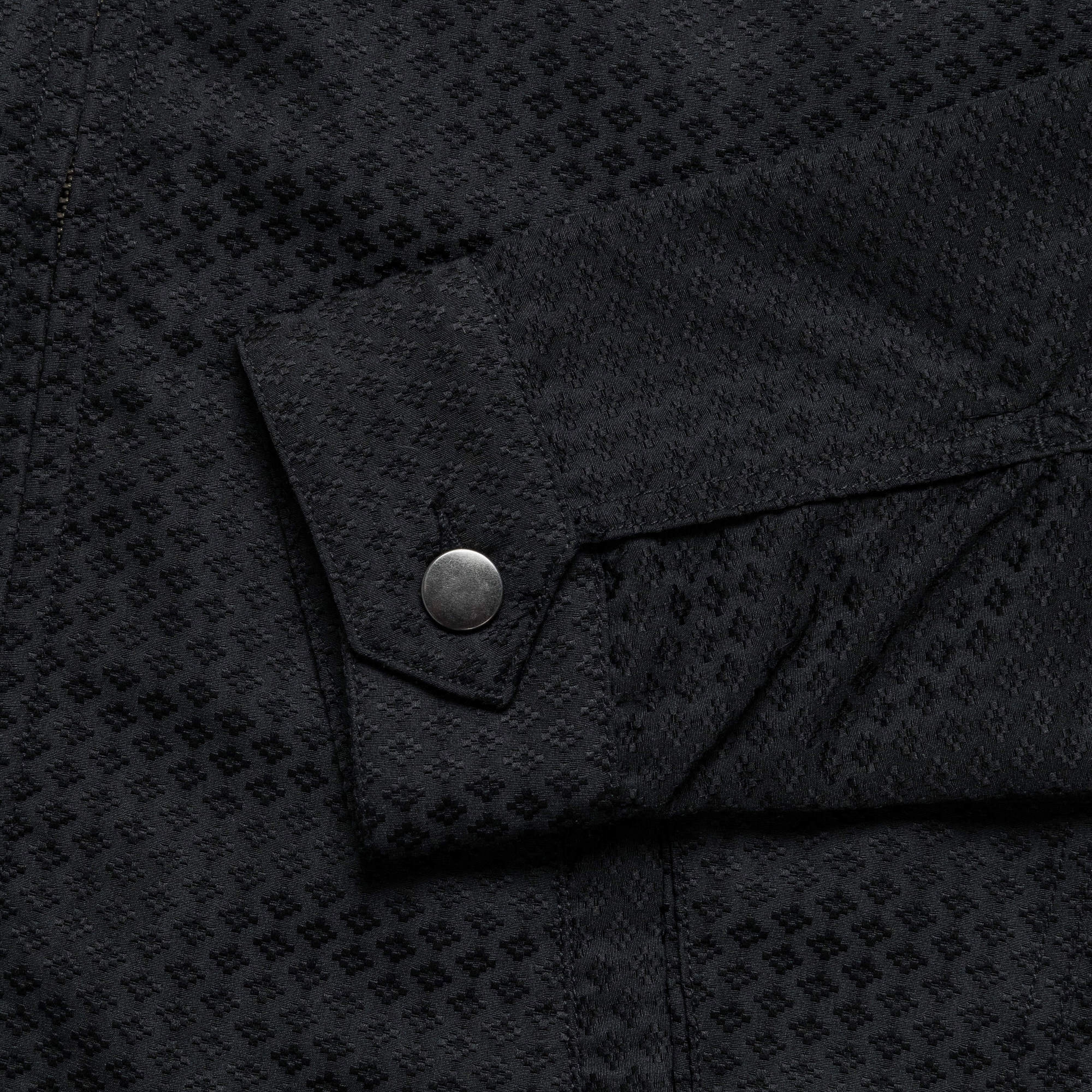 Bonded Edge Finish Stormproof Zipper Eisenhower Jacket - Black Japanese Dyed Jacquard