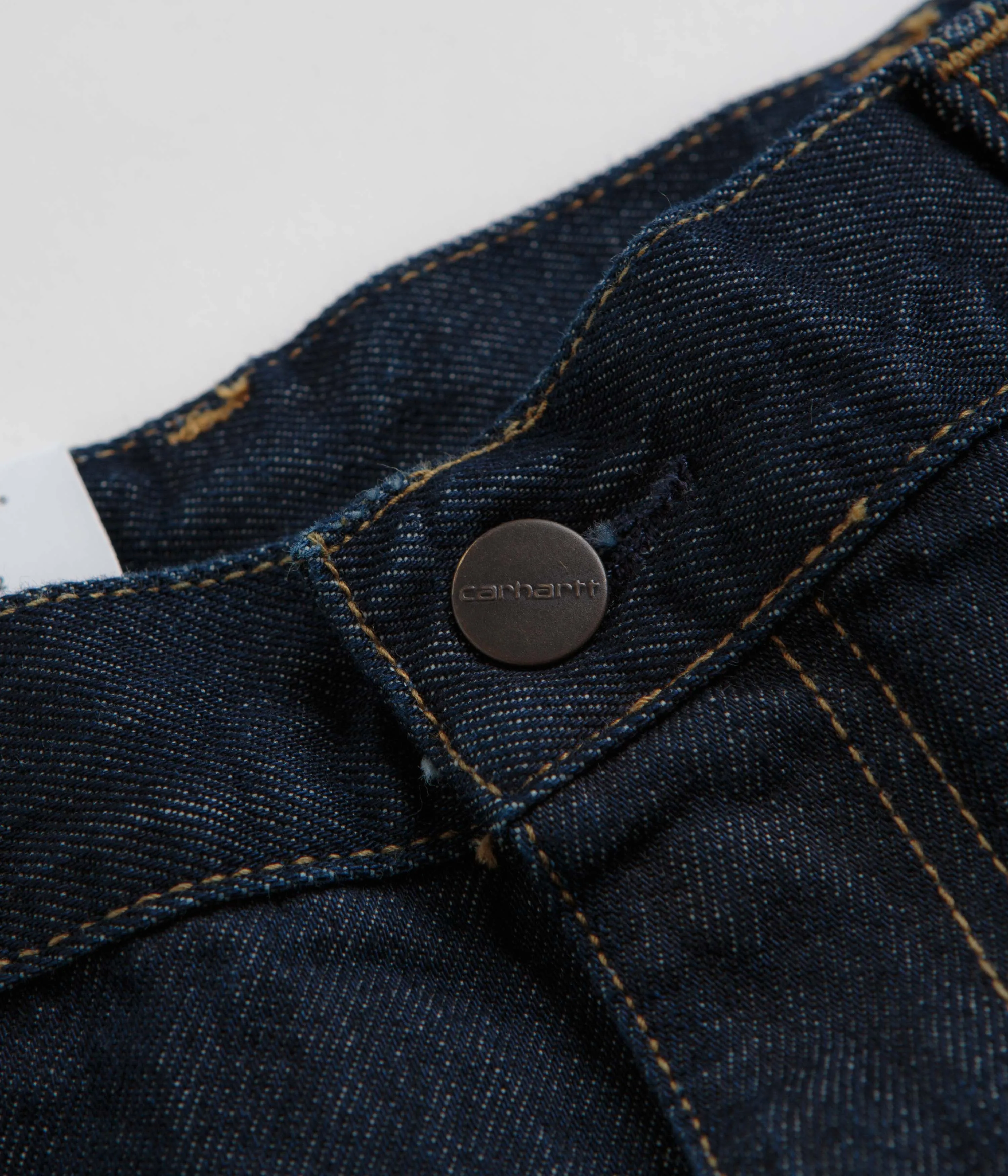 Carhartt Single Knee Shorts - Rinsed Blue Yarn Dyed Pattern Flex Foam Insert