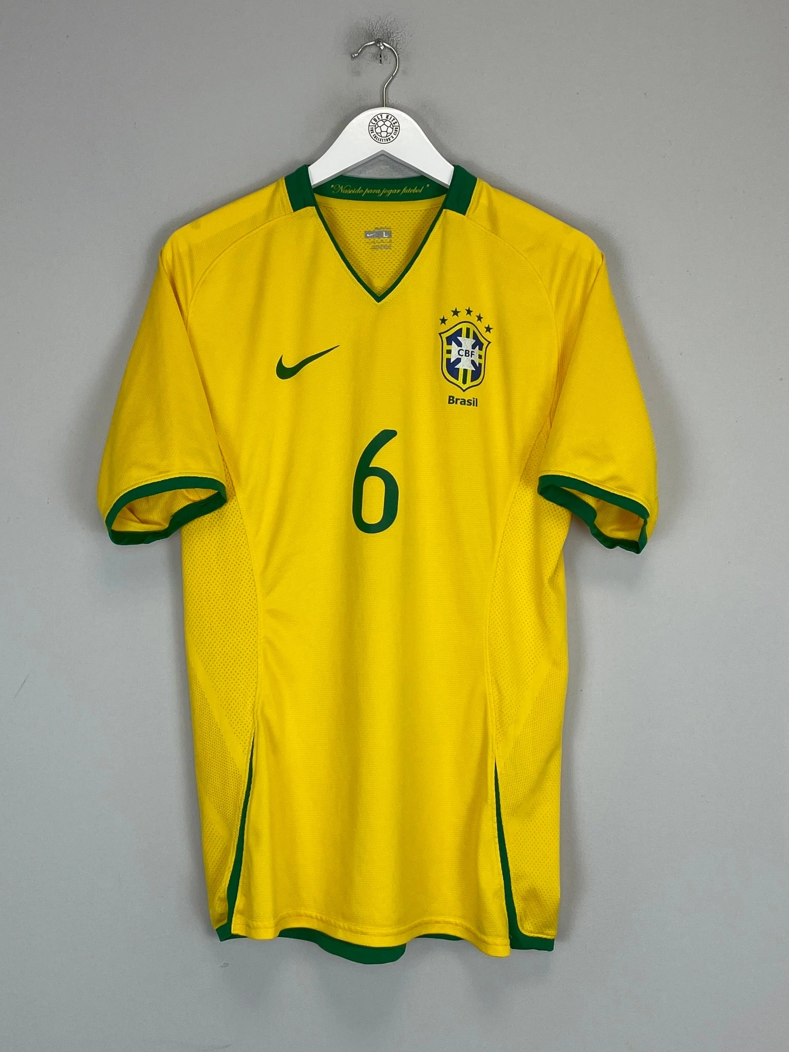 Lightweight Weave Tear Resistant Fabric Weave 2008/09 BRAZIL #6 *PLAYER ISSUE* HOME SHIRT (L) NIKE