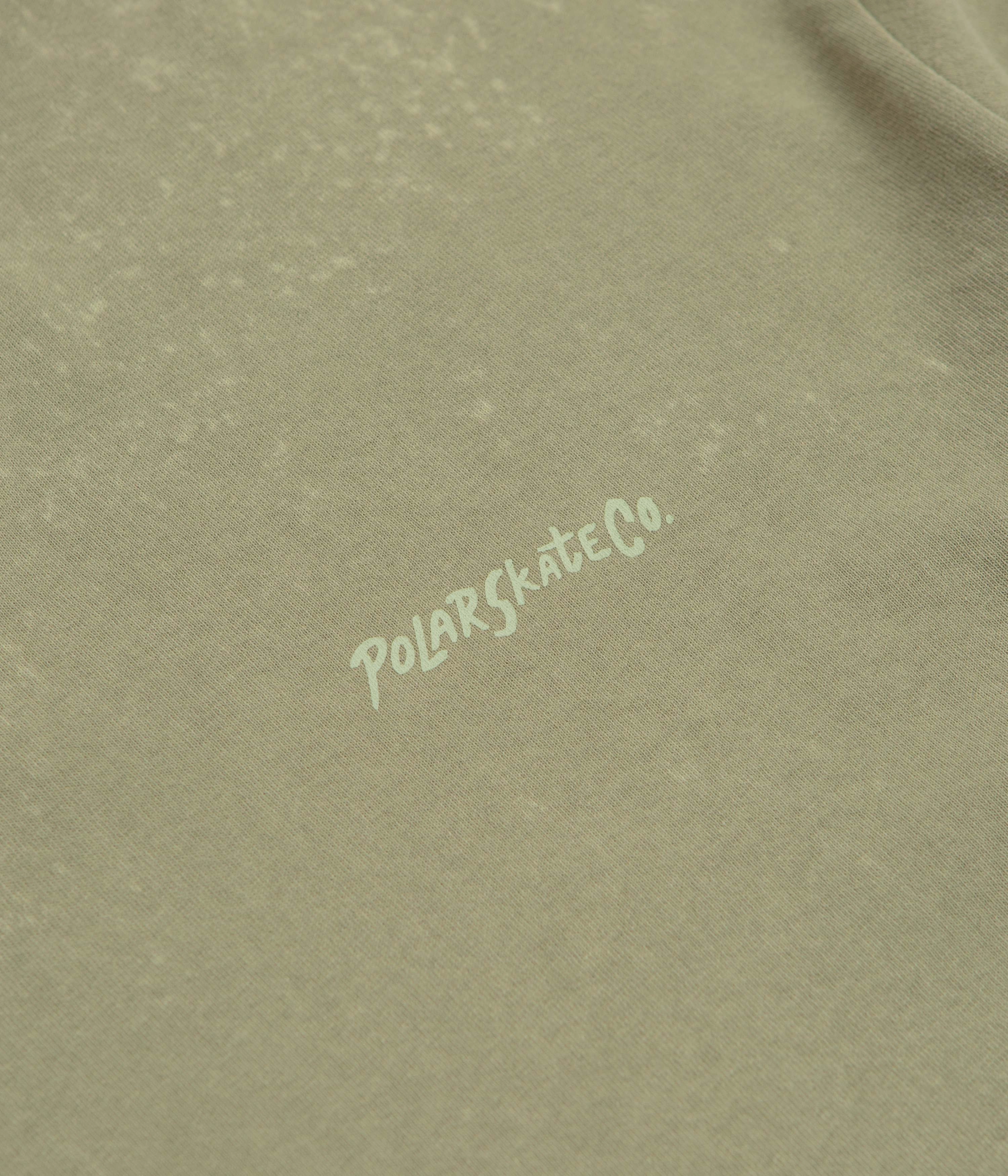 Basic Wear Flexible Ribbed Neckline Polar Surf Logo Acid T-Shirt - Light Green