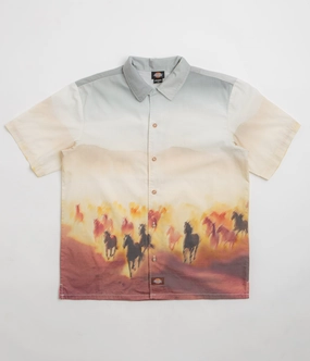 Premium Pima Cotton Breathable back panel Dickies Running Wild Short Sleeve Shirt - Oak Buff