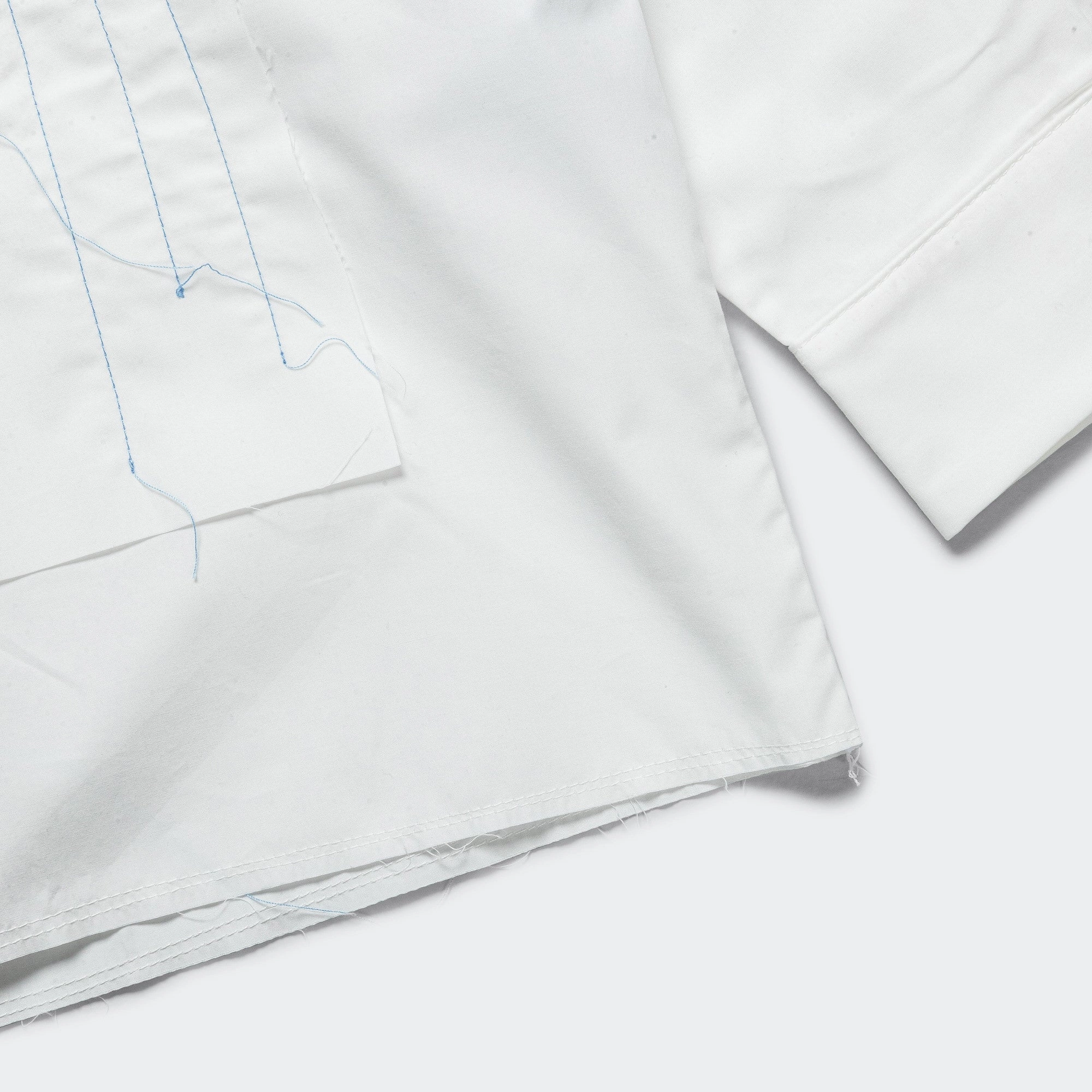 Dinner Date Quilted Shirt - White Hand Quilted Cotton Poplin