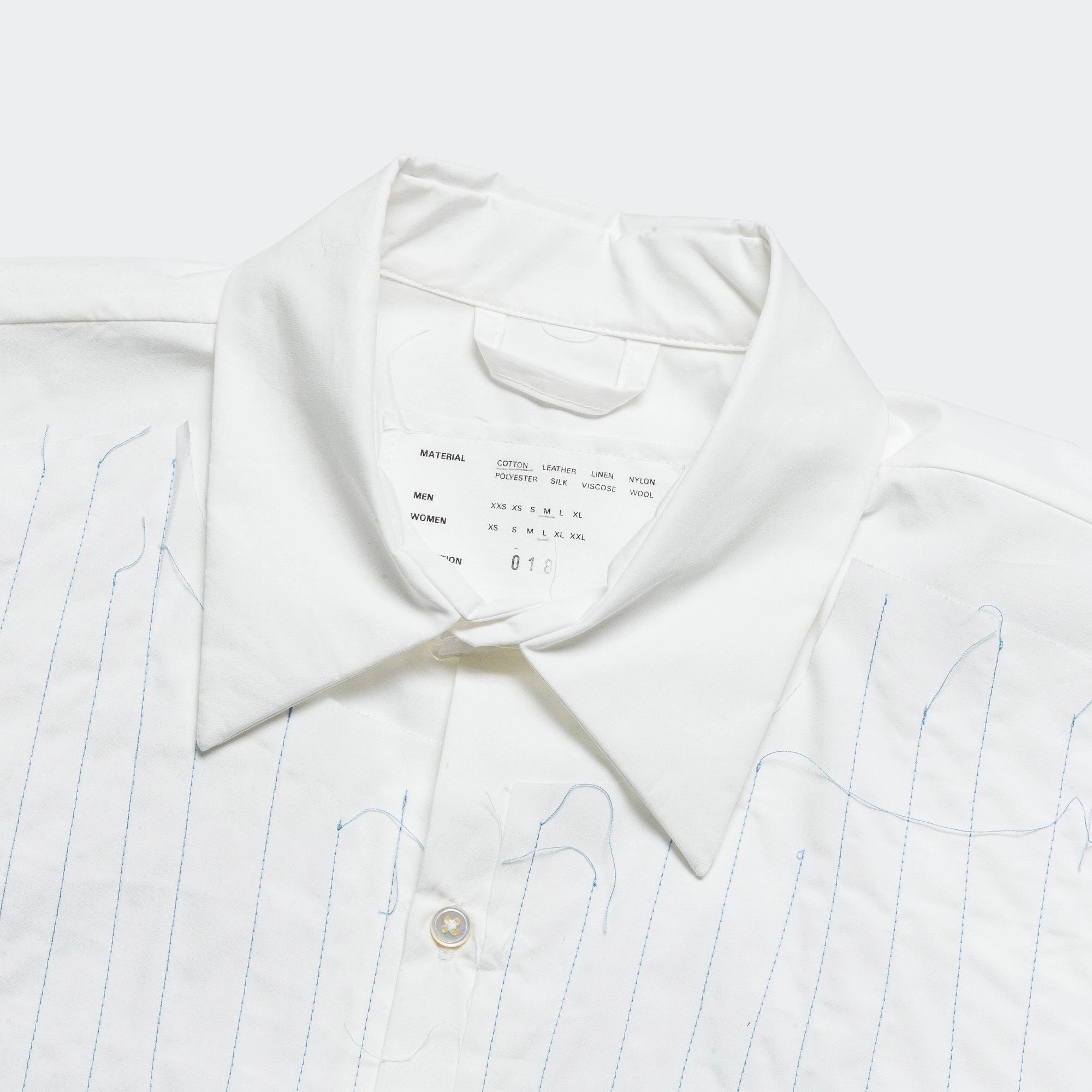 Quilted Shirt - White Hand Quilted Cotton Poplin Tear Resistant Reinforcement