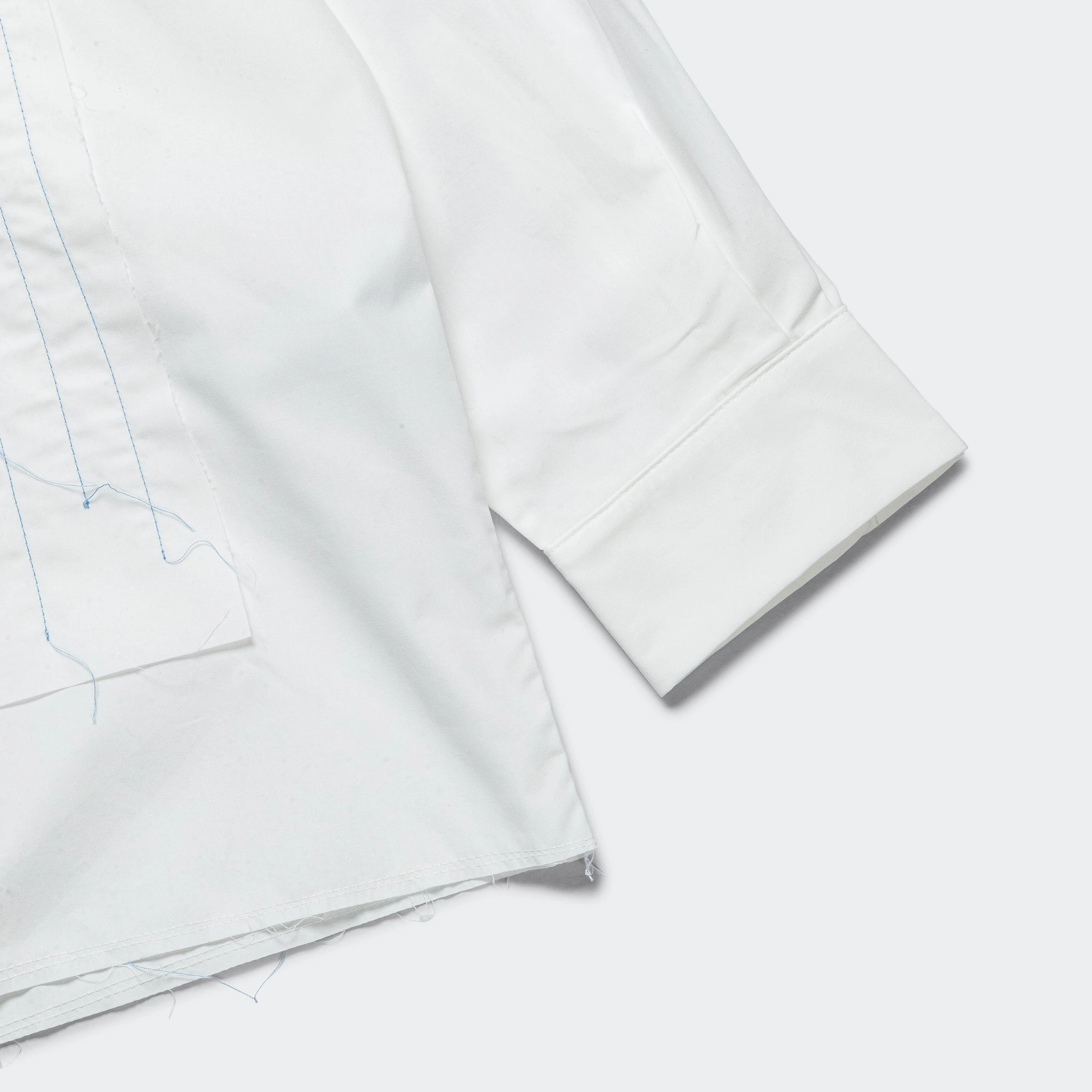 Quilted Shirt - White Hand Quilted Cotton Poplin Lace Accent