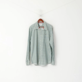 Ellesse Italia Men XXL Casual Shirt Green Cotton Multi Printed Deatailed Buttons Top Cocktail Event