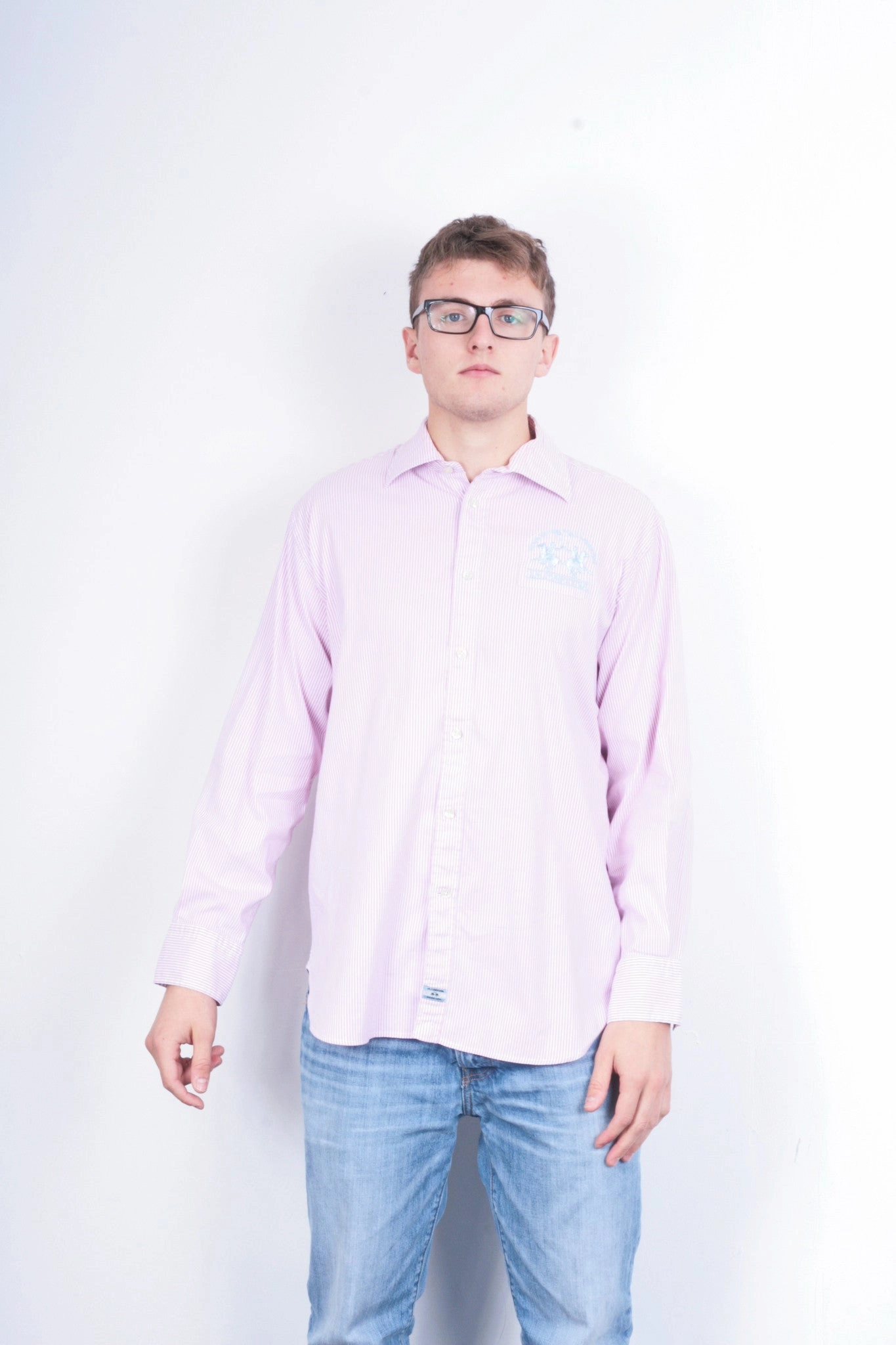 Smooth Finish Micro Perforated Texture La Martina Mens XXL Casual Shirt Striped Pink Cotton Buenos Aires