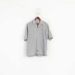 Festive Look Timberland Men S (L) Casual Shirt Blue Cotton Check Vintage Short Sleeve Top