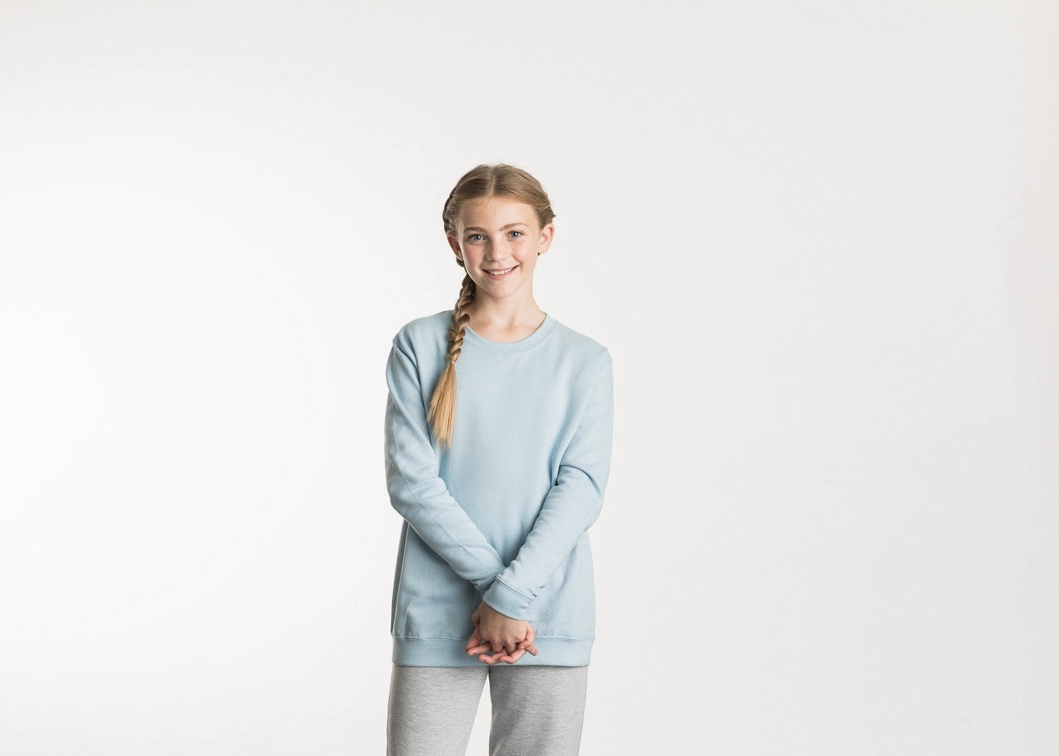 Kids AWDis Sweatshirt | ARCTIC WHITE fringe accents Casual Fit