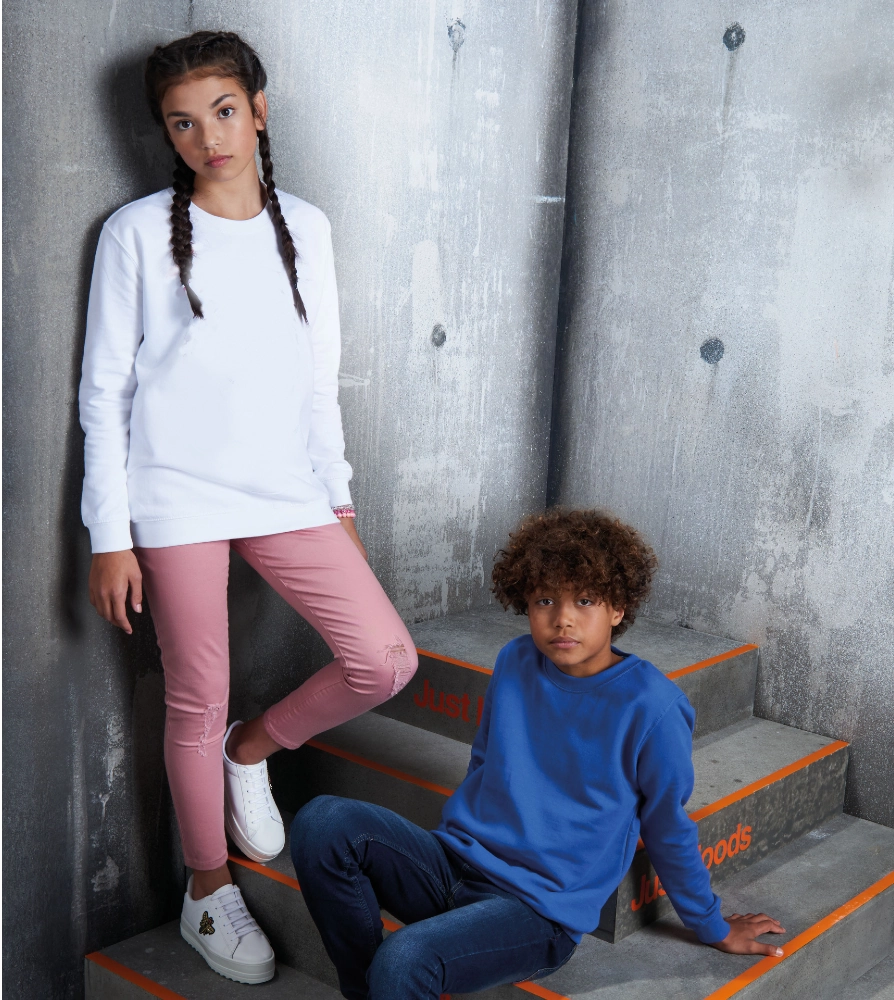 Kids AWDis Sweatshirt | ARCTIC WHITE Youthful Vibe
