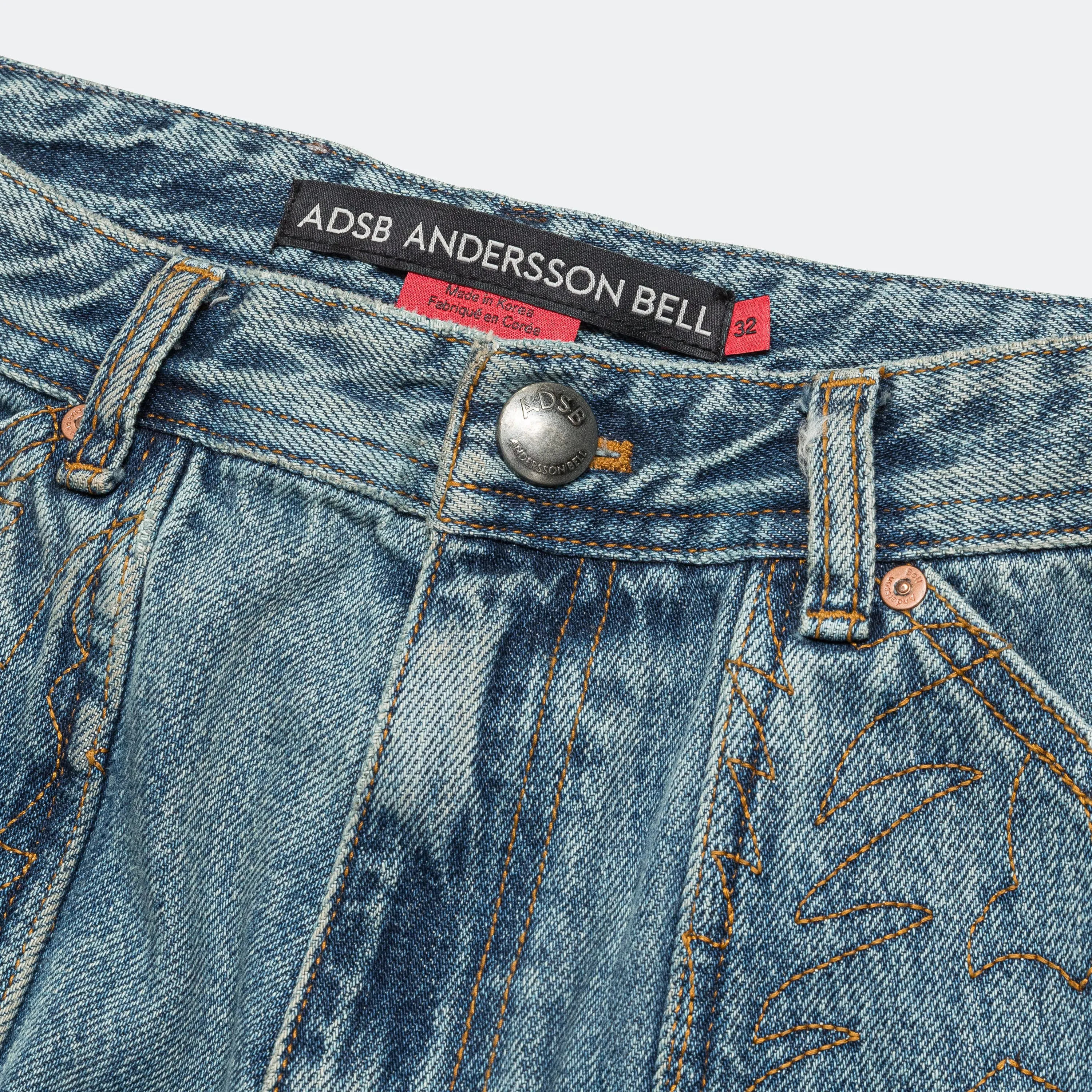 Embroidery Wrap Jeans - Washed Blue Stylish Casual Evening Stroll Family Style Parent Style Smart Casual