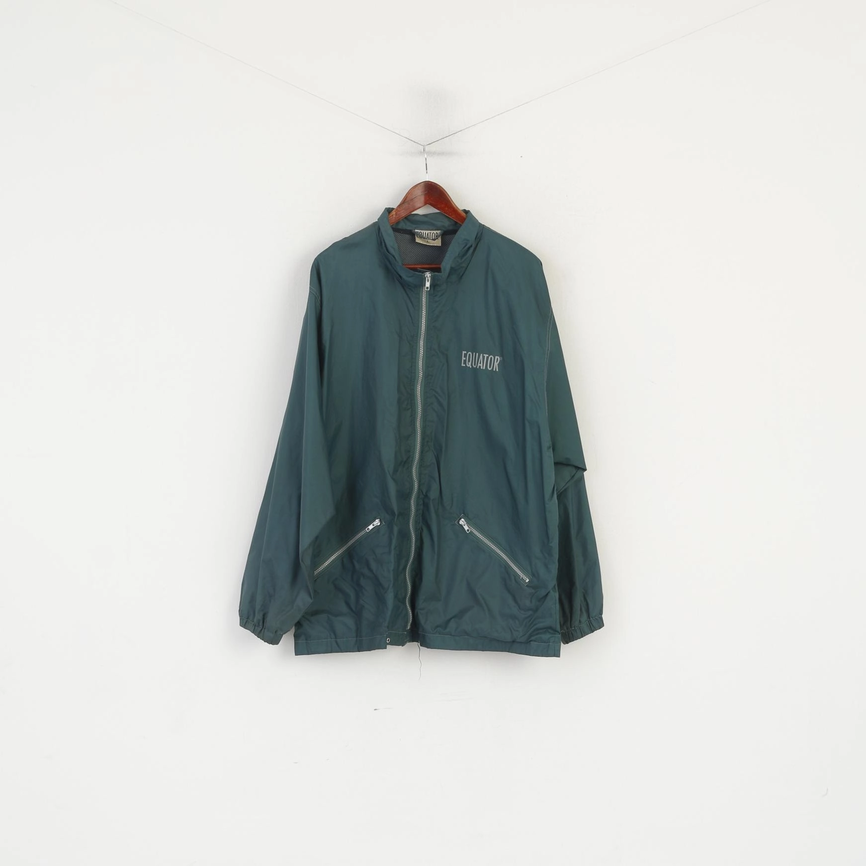 Propagate Equator Men L Rain Jacket Green Vintage Nylon Waterproof Full Zipper Top