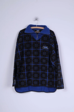 Equipe Mens XL Fleece Top Overhead Blue Axion Activewear Zip Neck Lightweight Comfort