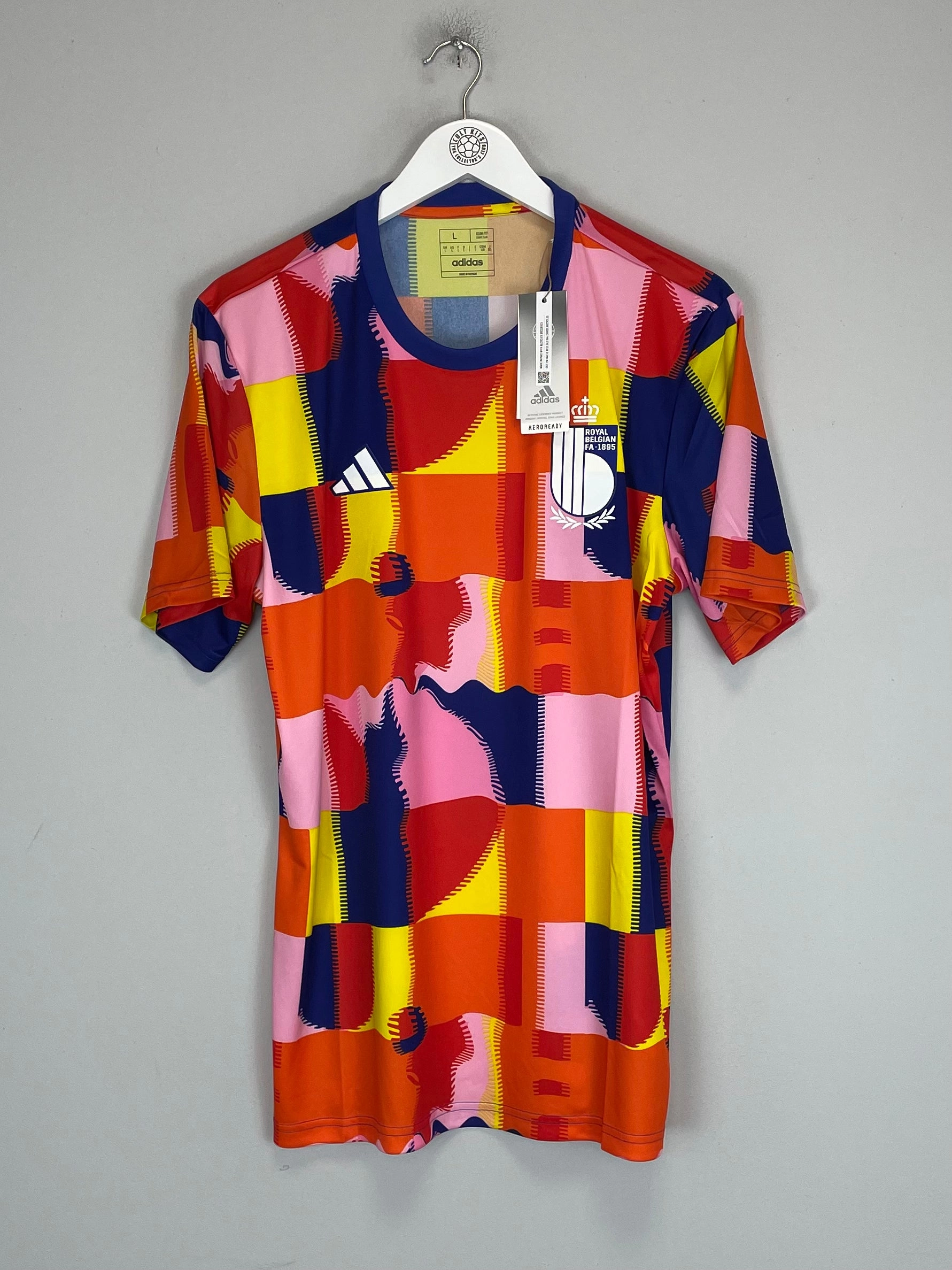 2022/23 BELGIUM *BNWT* PRE MATCH SHIRT (L) ADIDAS Active Lifestyle Reinforced Hemlines