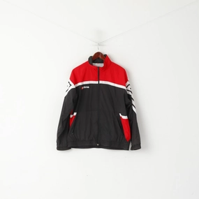 Erima Men 40/42 M Jacket Red Black Vintage Sportswear Cotton Full Zip Track Top Detect