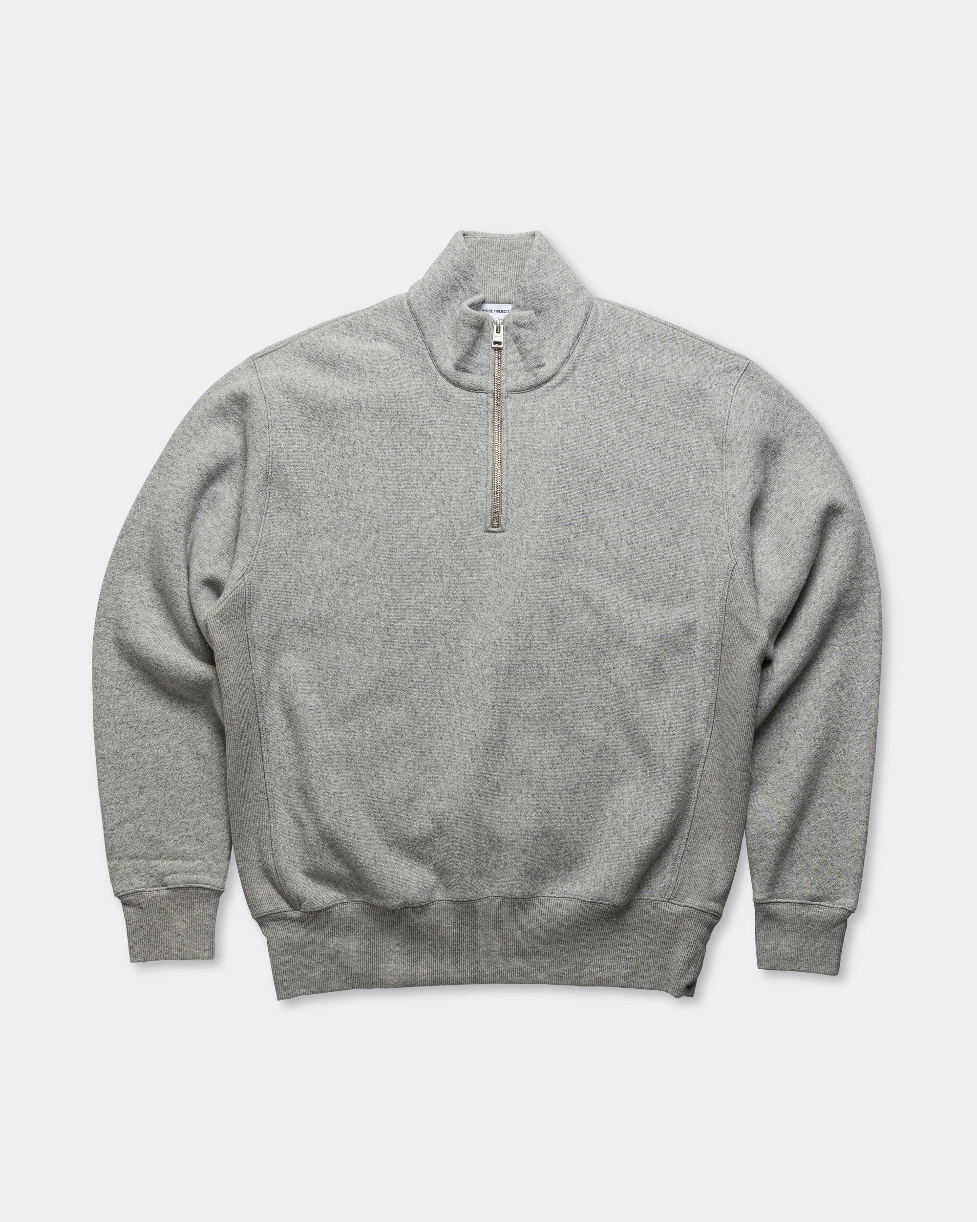 appropriate for sunny days product geometric precision Ketel Relaxed Cotton Wool Half Zip Sweatshirt - Grey Melange