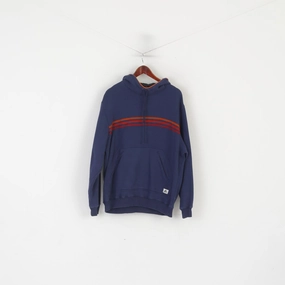 Comfortable clothing Adidas Men L 192 Sweatshirt Navy Vintage Cotton Hooded Kangaroo Pocket Top