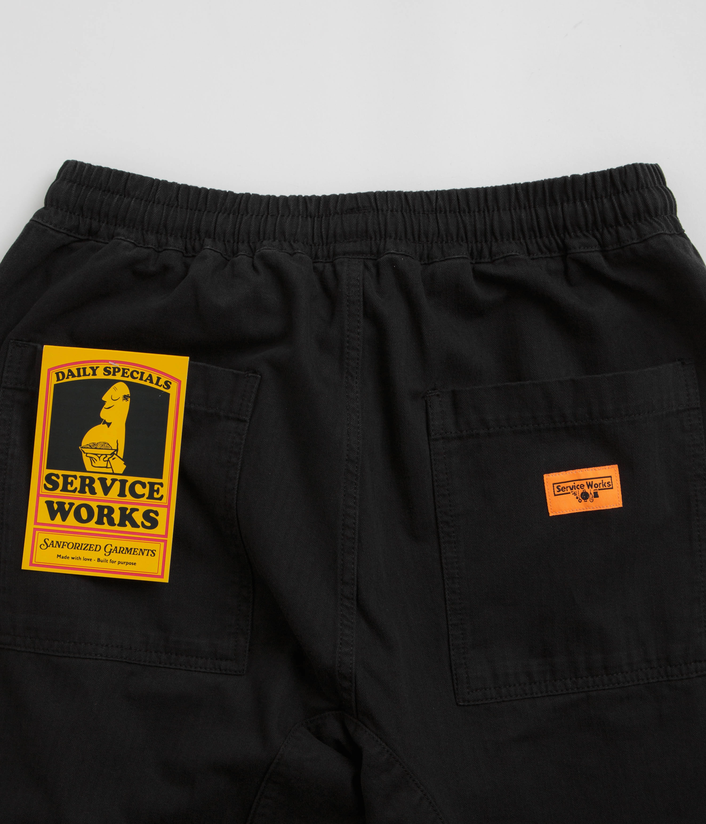 Service Works Herringbone Chef Pants - Black Workout-ready ElasticCuffs