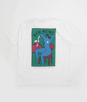 MicroPiqueKnit Stretchable by Parra Big News T-Shirt - White