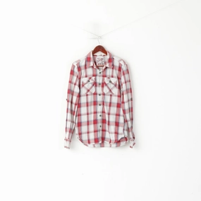 Comfortable fit Weekend Outing Superdry Men M (S) Casual Shirt Red Cotton Check Pockets Country Long Sleeve Top