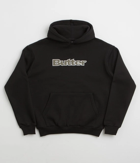 Tulle accents Butter Goods Ripstop Logo Applique Hoodie - Black