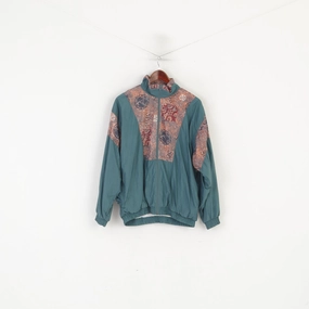 Etirel Men M Bomber Jacket Green Vintage Shiny Nylon Festival Full Zip Sport Top Quick Dry Tech Functional Warmth