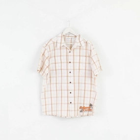 Statement Piece Etirel Mens XL Casual Shirt Beige Check Cotton Detailed Button Outdoor Top