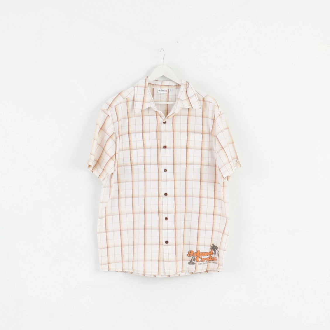 Statement Piece Etirel Mens XL Casual Shirt Beige Check Cotton Detailed Button Outdoor Top