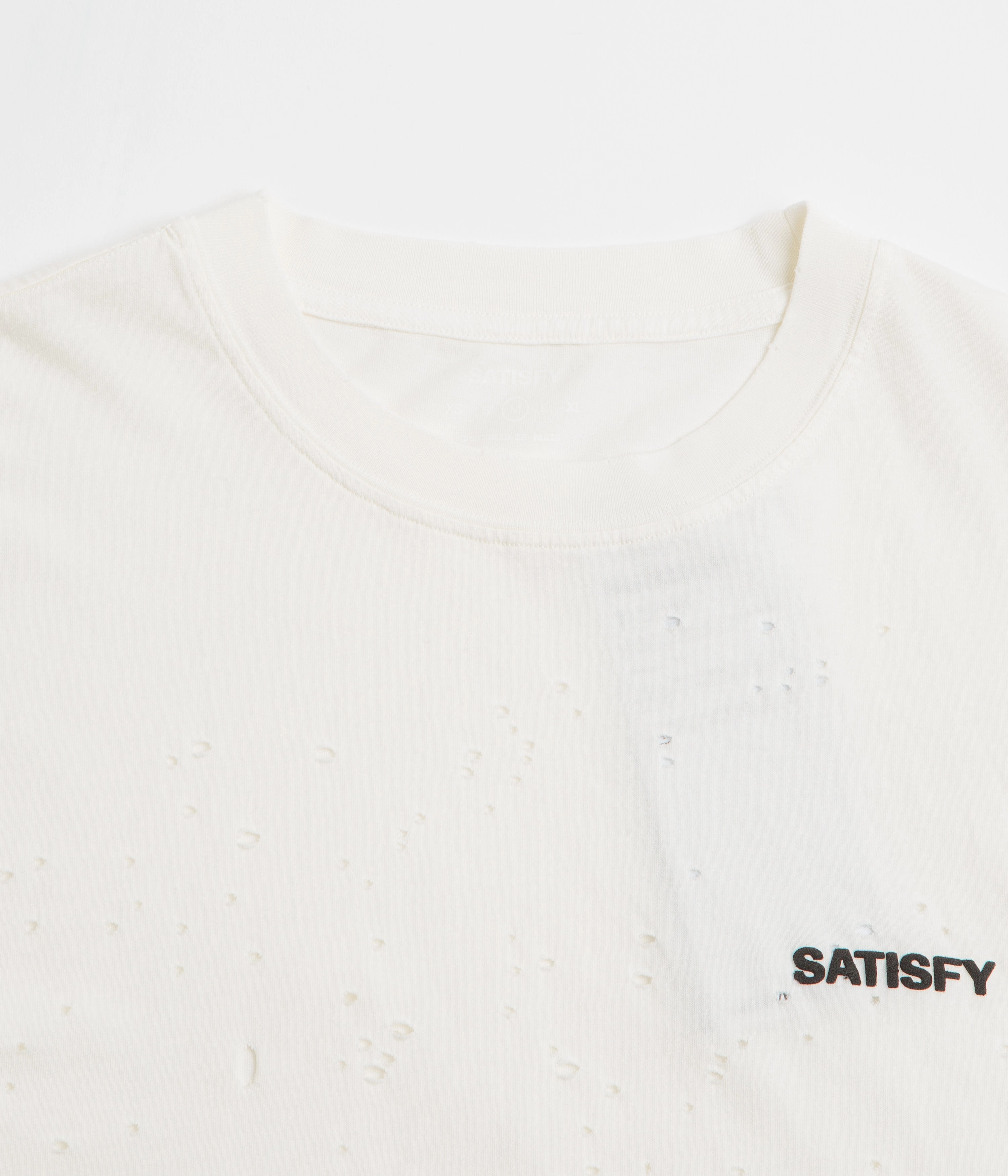 Satisfy MothTech T-Shirt - Off White / Black Timeless Fit Beaded details