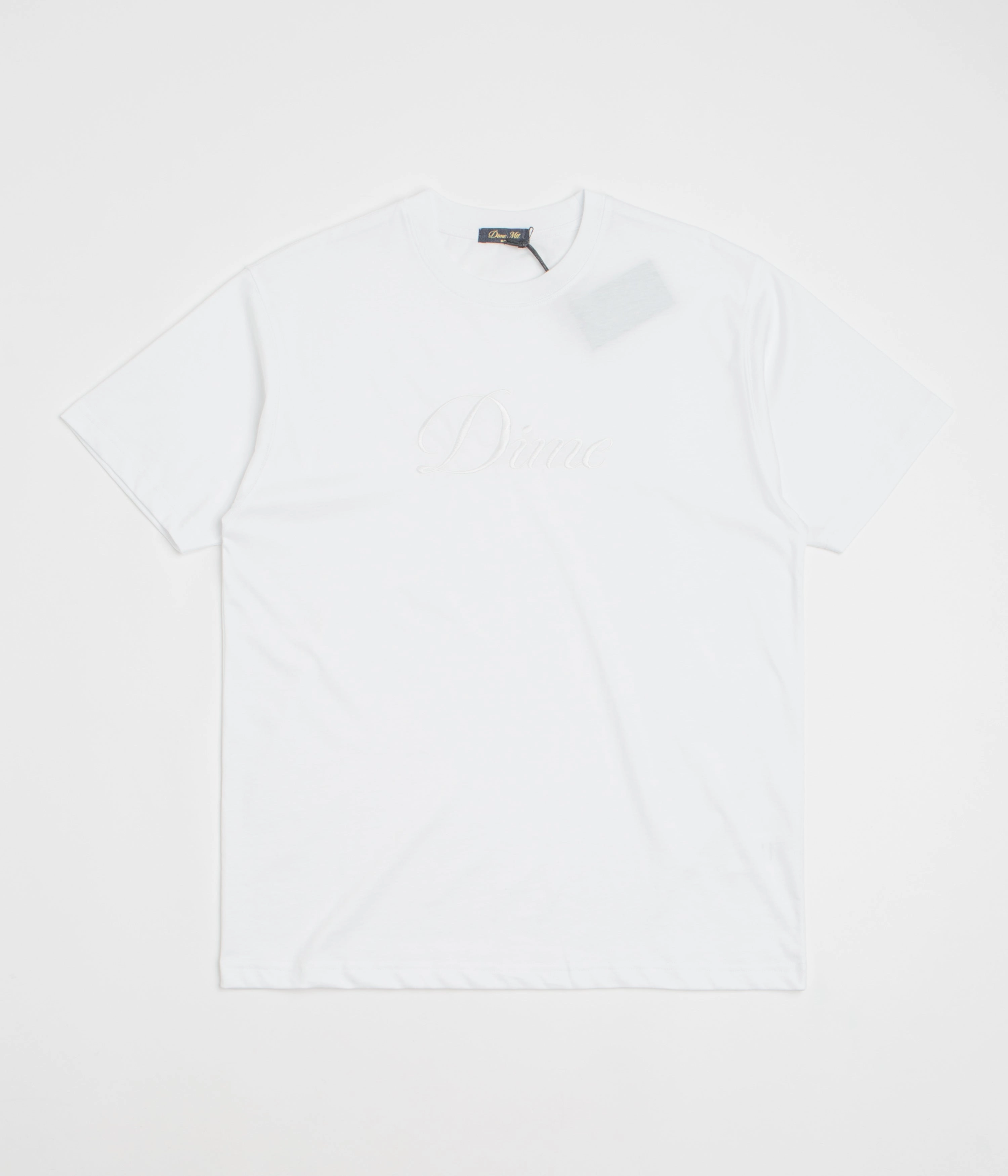 Dime Cursive T-Shirt - White WrinkleResistant Texture UV Protective Coating